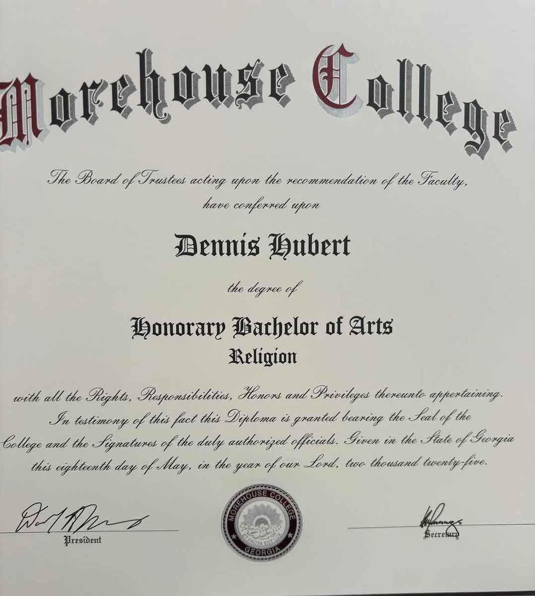 1930, 18-year-old black student, Dennis H., at <a href="/Morehouse/">Morehouse College</a> was lynched by 7 white men. 95 years later, the College posthumously conferred to him an honorary degree. His nephew, Plemon El-Amin, imam of Masjid Al-Islam in Atlanta, accepted on his behalf. I know the Imam; good man!
