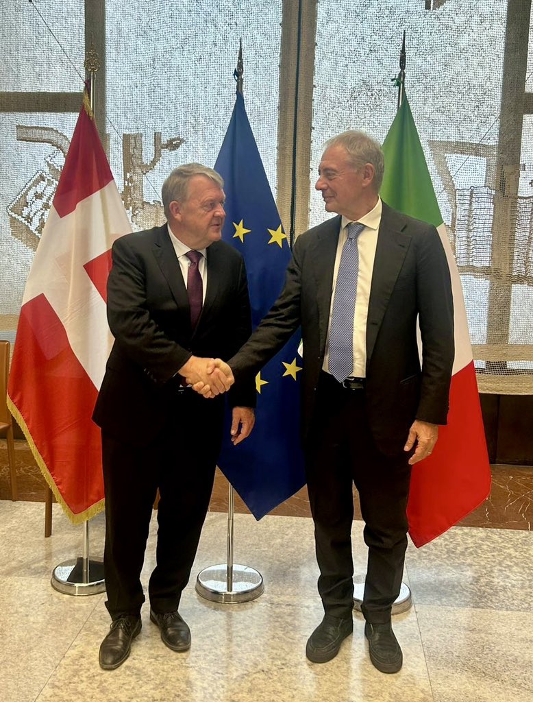 Denmark MFA 🇩🇰 (@danishmfa) on Twitter photo FM <a href="/larsloekke/">Lars Løkke Rasmussen</a>:“Thank you 🇮🇹 Minister for Business <a href="/adolfo_urso/">Adolfo Urso</a> for today’s meeting on trade cooperation between our two countries & within Europe. Agree on the potential for closer partnership, especially with regard to defence industry, green transition & health/life science.” FM <a href="/larsloekke/">Lars Løkke Rasmussen</a>:“Thank you 🇮🇹 Minister for Business <a href="/adolfo_urso/">Adolfo Urso</a> for today’s meeting on trade cooperation between our two countries & within Europe. Agree on the potential for closer partnership, especially with regard to defence industry, green transition & health/life science.”