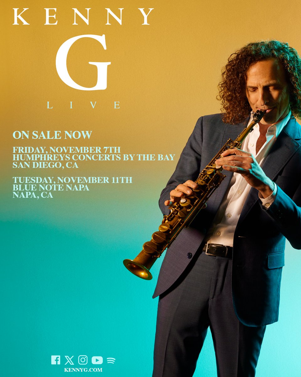 Tickets are on sale now for my shows in San Diego and Napa! Hope to see you there: kennyg.com/events