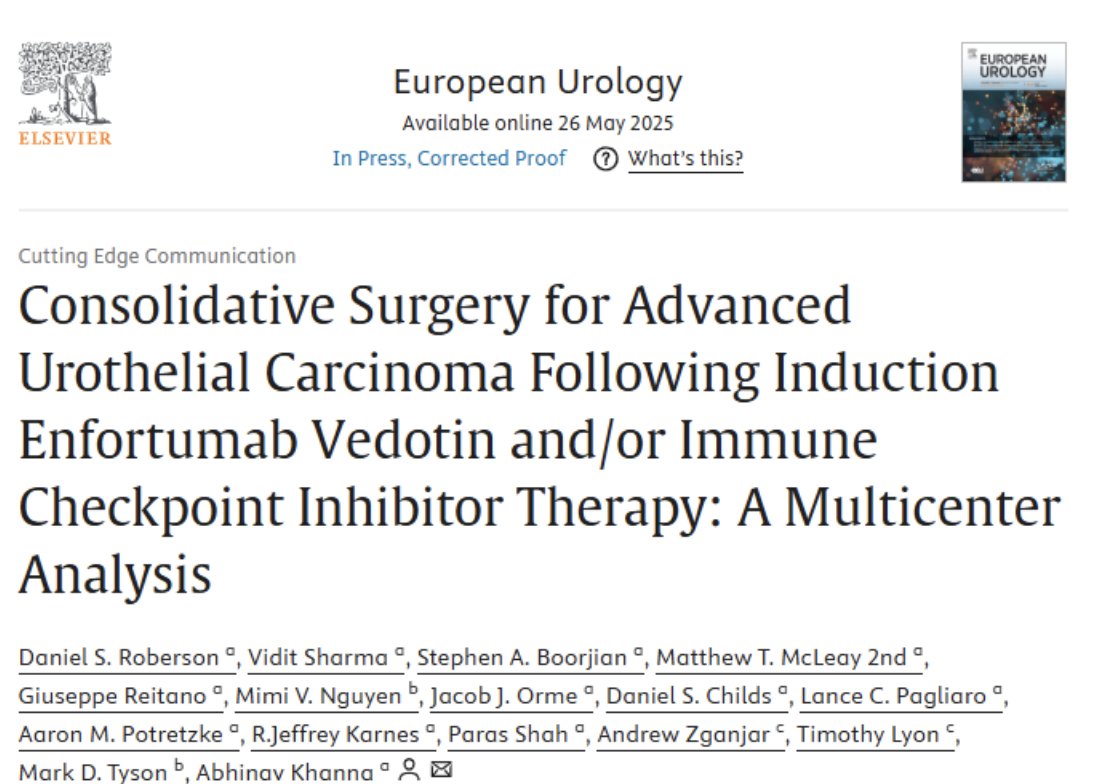 Mayo Clinic Urology (@mayourology) on Twitter photo Congrats to <a href="/MayoUrology/">Mayo Clinic Urology</a> researchers on their ⭐first-ever exploration of a new frontier in advanced urothelial carcinoma!
Historically consolidative surgery was rare in metastatic UC but with unprecedented responses to EV/Pembro the paradigm is shifting.
vist.ly/3n5mvyg Congrats to <a href="/MayoUrology/">Mayo Clinic Urology</a> researchers on their ⭐first-ever exploration of a new frontier in advanced urothelial carcinoma!
Historically consolidative surgery was rare in metastatic UC but with unprecedented responses to EV/Pembro the paradigm is shifting.
vist.ly/3n5mvyg