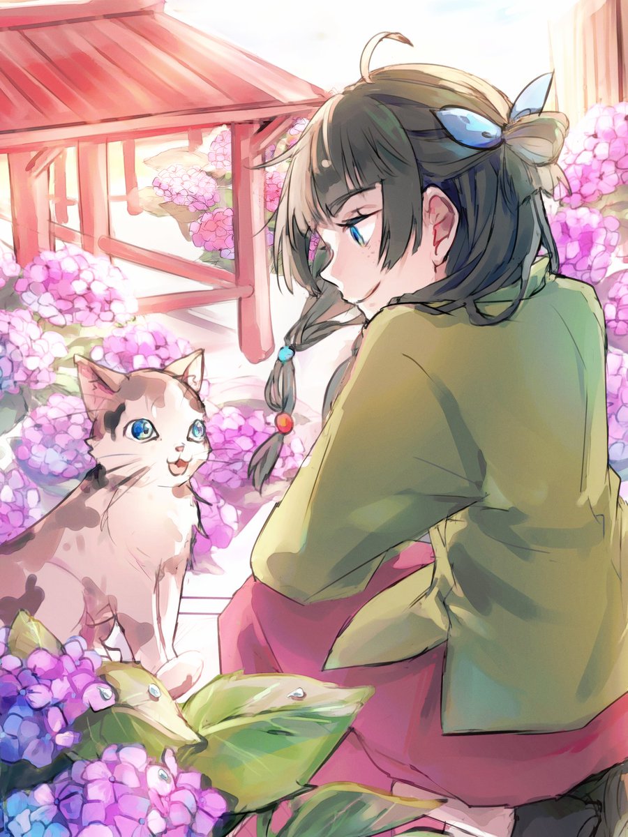 #薬屋FA 　　#猫猫   
早朝と紫陽花