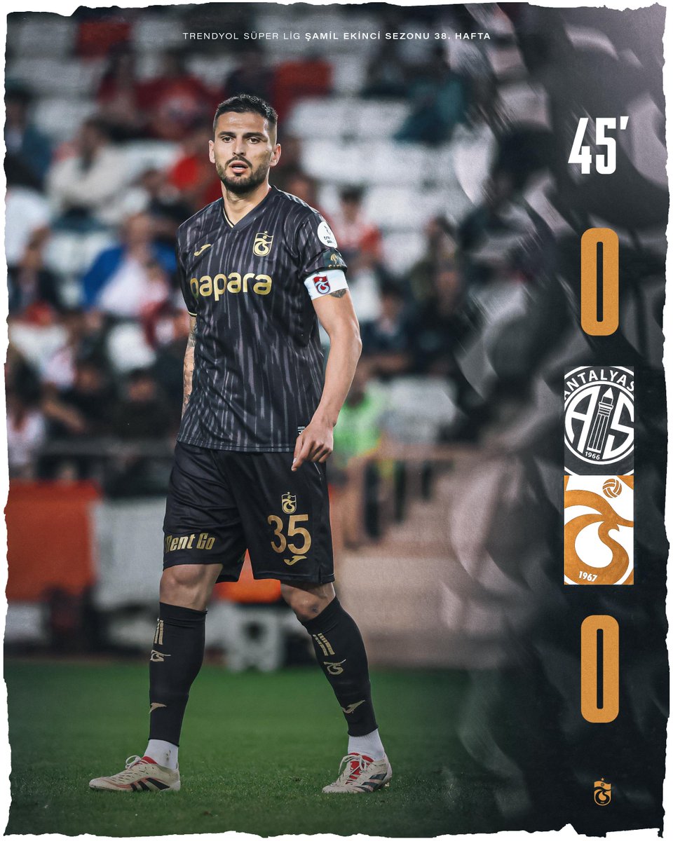 ⏱ 45' Karşılaşmanın ilk yarısı tamamlandı.  

Onvo Antalyaspor 0-0 Trabzonspor #ANTvTS