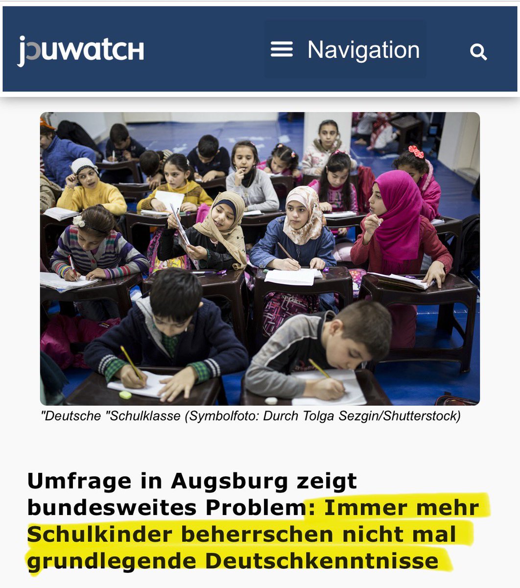 Georg_Pazderski's tweet photo. ZEITBOMBE❗️

AUGSBURG - Von 2.734 Kindern, die nächstes Jahr eingeschult werden sollen, wurden 1.164 einem Sprachtest unterzogen. NUR 37 bestanden diesen Test (3,3%)!

Die Massenmigration hat dazu geführt, dass die Schulen von Millionen von Kindern überlaufen werden, die gar nicht oder kaum Deutsch sprechen und diese Defizite auch nie mehr überwinden werden. 

Damit steht fest, dass sie -wie schon ihre Eltern - ihr Leben lang im deutschen Sozialsystem verbringen werden, das wegen der Migrationskosten vor dem sicheren Kollaps steht.

https://t.co/59WuDAK4uL