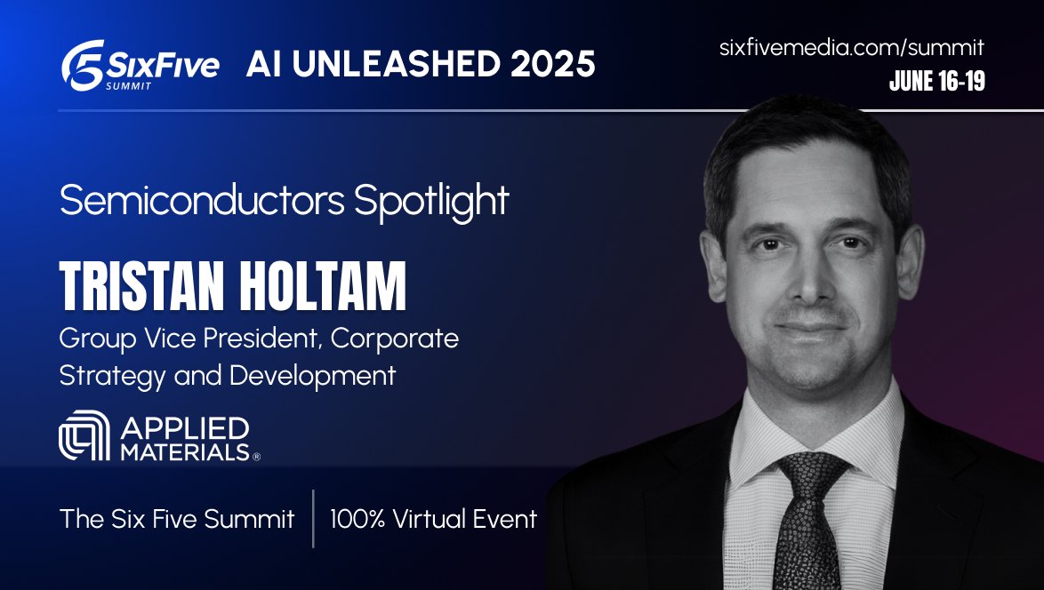 Six Five Media (@thesixfivemedia) on Twitter photo We’re thrilled to announce that Tristan Holtam, Group Vice President of Corporate Strategy and Development at <a href="/Applied4Tech/">Applied Materials</a>, will be speaking during the Semiconductors Track at The Six Five Summit: AI Unleashed 2025!
Tristan brings a powerful perspective on how semiconductor We’re thrilled to announce that Tristan Holtam, Group Vice President of Corporate Strategy and Development at <a href="/Applied4Tech/">Applied Materials</a>, will be speaking during the Semiconductors Track at The Six Five Summit: AI Unleashed 2025!
Tristan brings a powerful perspective on how semiconductor