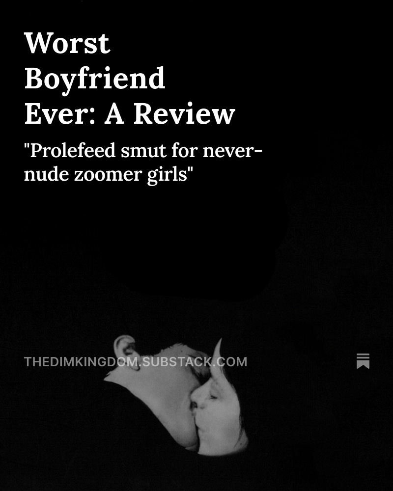 In which I review the new internet novel "Worst Boyfriend Ever" and offer some critiques of modern fiction more generally. 

See below:
