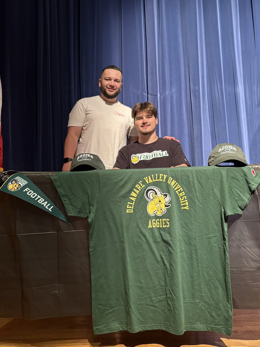 Congratulations Beam! 
Today Ben signed his letter of intent to attend and play football at Delaware Valley University. Blue collar young man, who will truly be missed! 
#1-0!