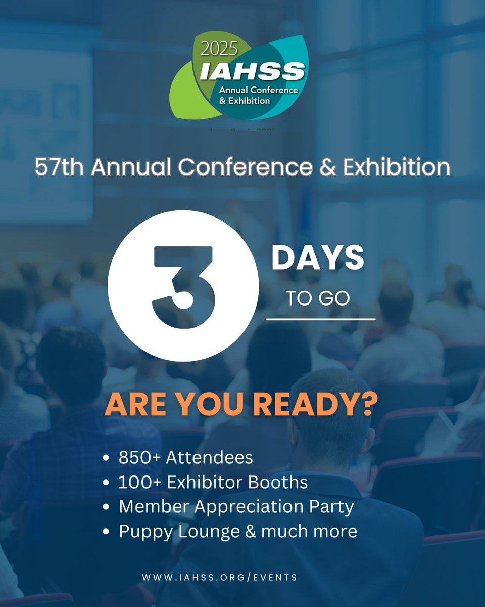 Just 3 Days Left Until the IAHSS 57th Annual Conference &amp; Exhibition! 
📚 Get Ready to Learn 🤝 Connect with the Best 🚀 Elevate Your Career
:
Let’s make this #conference one to remember. 💥#IAHSS2025 #3DaysToGo  #HealthcareSecurity #ReadyToLead