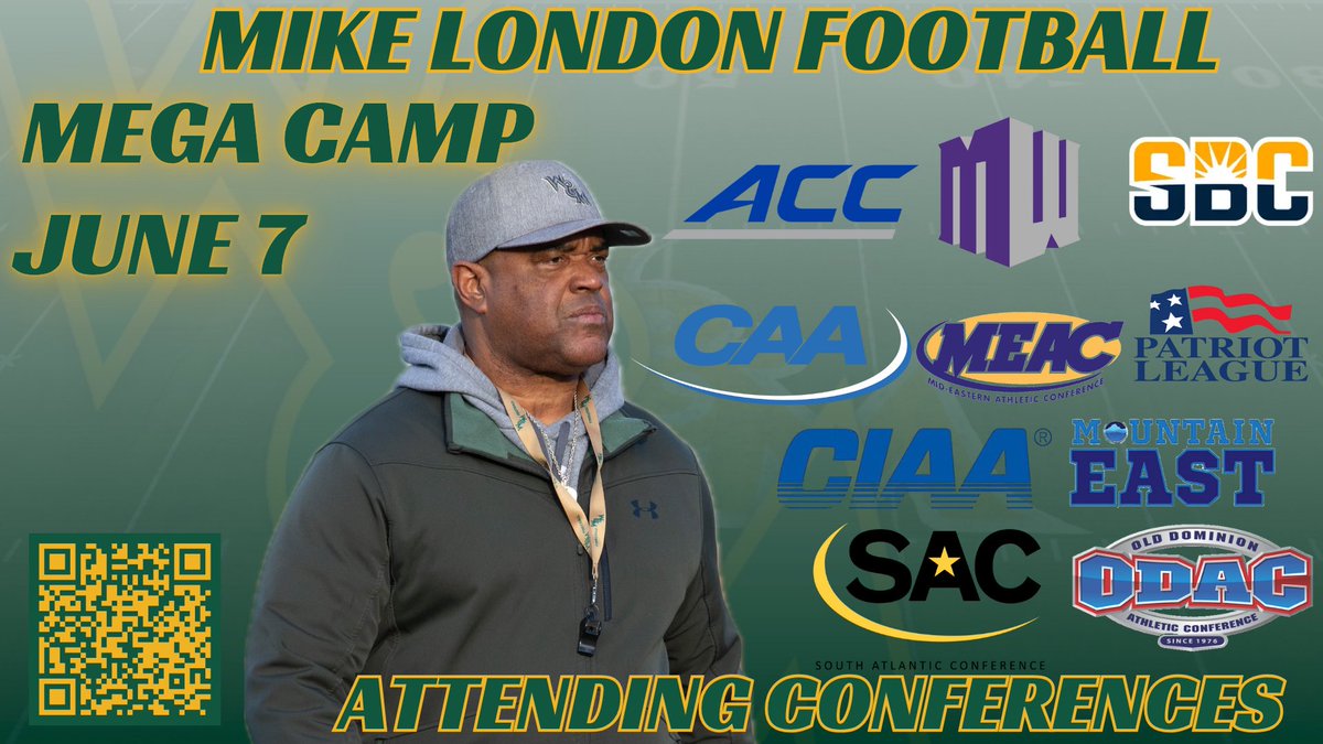 Mike London Sr. โ๏ธ (@coachmikelondon) on Twitter photo Mega Camp and three other June camps. Sign up now! #GoTribe <a href="/WMTribeFootball/">William & Mary Tribe Football</a>
mikelondonfootballcamps.totalcamps.com/About%20Us Mega Camp and three other June camps. Sign up now! #GoTribe <a href="/WMTribeFootball/">William & Mary Tribe Football</a>
mikelondonfootballcamps.totalcamps.com/About%20Us