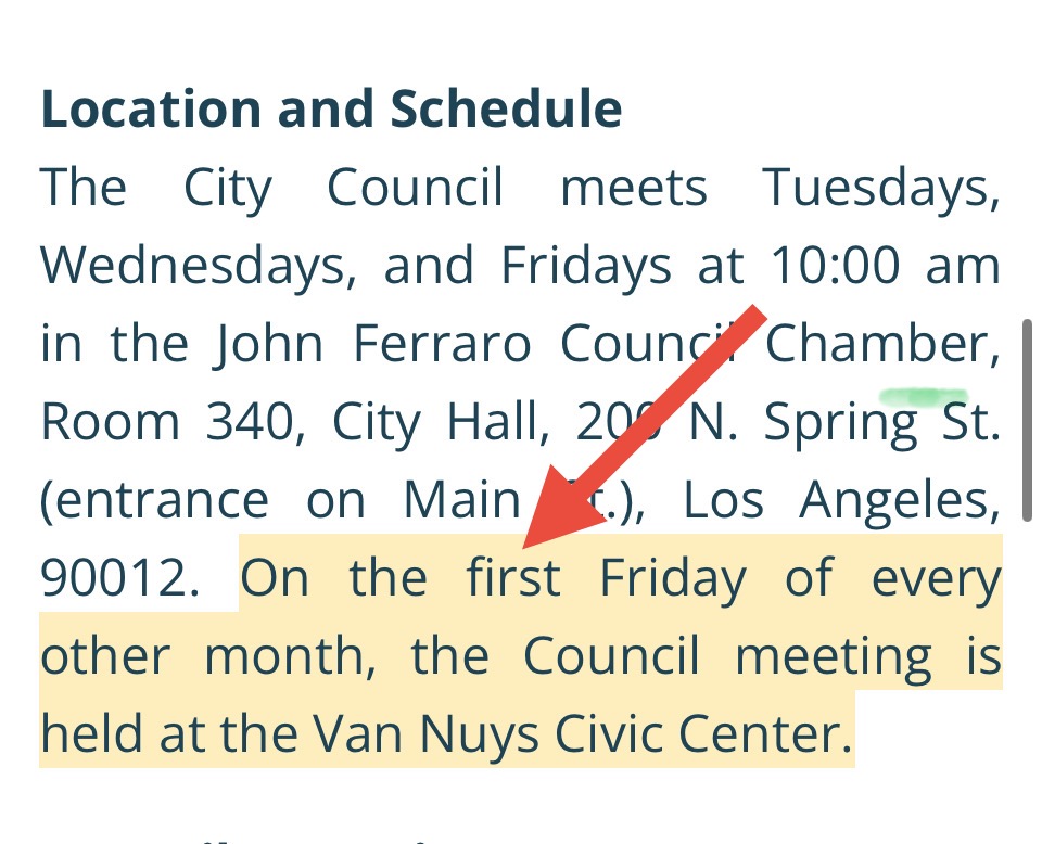 TheGussReport's tweet image. When did ⁦@LACityCouncil⁩ switch from LAST Friday of every other month in Van Nuys to the FIRST???
This may be a #BrownAct violation. ⁦@CityAttorneyLA⁩ ⁦@LACityClerk⁩ ⁦@smokenscanent⁩