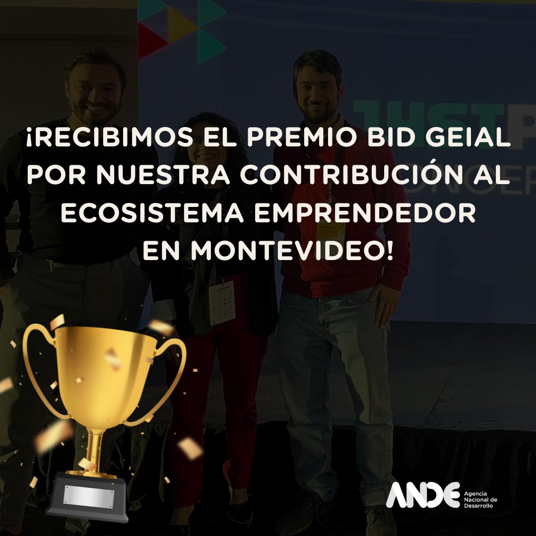Junto con la Red Uruguay Emprendedor, ¡fuimos distinguidos con el Premio BID GEIAL en la categoría “Compromiso con el desarrollo del ecosistema”, en el marco del #STProdem2025! 🥳

Este encuentro regional es el más relevante del año en políticas e iniciativas de emprendimiento e
