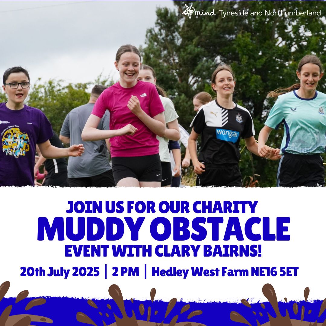 SPLASH, LAUGH &amp; GET MUDDY TOGETHER AT OUR CHARITY MUDDY OBSTACLE EVENT 🌿💦

📅  20th July, 2PM @ Hedley West Farm

Whether you're big or little, fast or slow - get muddy for mental health.
Sign up today here: tynesidemind.org.uk/muddy-obstacle…