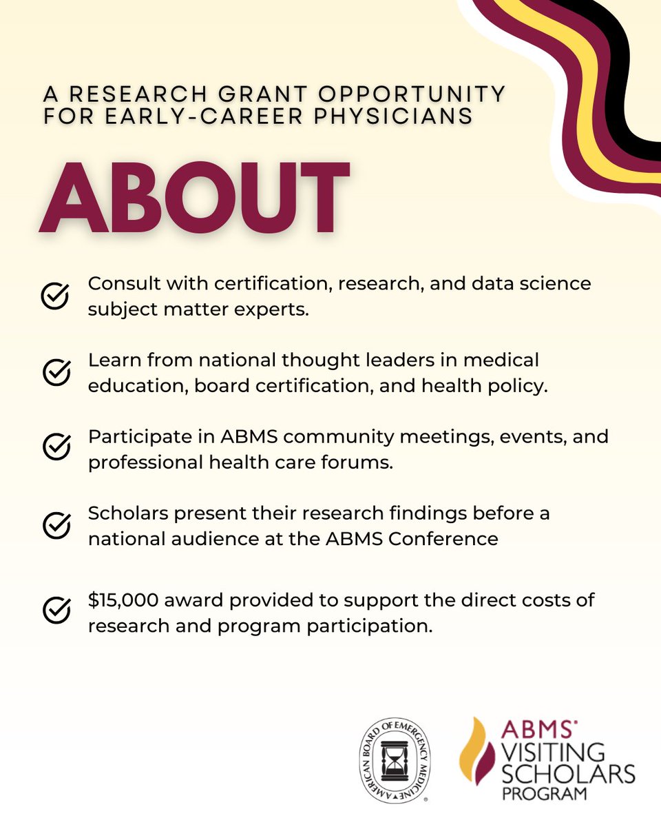 ABEM is proud to sponsor the J. David Barry, M.D., ABMS Visiting Scholars to honor the legacy of J. Dave Barry, M.D. Apply now! 🌟

Learn more: hubs.la/Q03pNvtV0

<a href="/EmergencyDocs/">Emergency Physicians</a> <a href="/SAEMonline/">SAEM</a> @AAEMInfo <a href="/ABMSCert/">ABMS</a> <a href="/emresidents/">emresidents</a> <a href="/SAEM_RAMS/">SAEM RAMS</a> <a href="/AAEMRSA/">AAEM/RSA</a> <a href="/CORD_EM/">CORD</a> <a href="/GSACEP/">GSACEP</a>