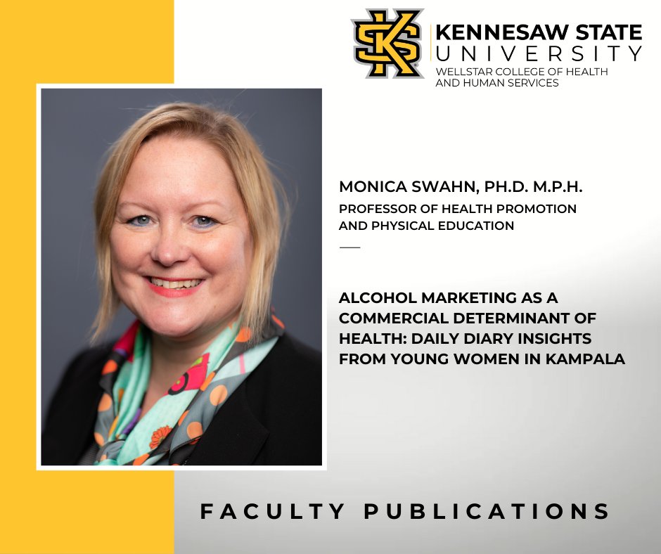 Wellstar College (@wellstarcollege) on Twitter photo New from #WCHHS, <a href="/MHSwahn/">Dr. Monica Swahn</a> and colleagues explore how daily exposure to alcohol marketing affects young women in Kampala, Uganda. ow.ly/xMq050VVMoY
#FacultySpotlight #WCHHSResearch #KSUResearch #PublicHealth #CommercialDeterminants #UgandaResearch New from #WCHHS, <a href="/MHSwahn/">Dr. Monica Swahn</a> and colleagues explore how daily exposure to alcohol marketing affects young women in Kampala, Uganda. ow.ly/xMq050VVMoY
#FacultySpotlight #WCHHSResearch #KSUResearch #PublicHealth #CommercialDeterminants #UgandaResearch