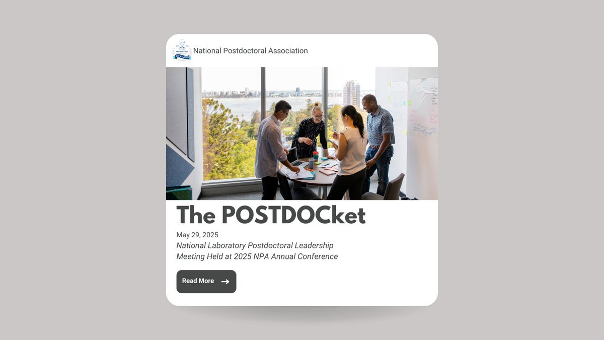 The #POSTDOCket: National Laboratory Postdoctoral Leadership Meeting Held at 2025 NPA Annual Conference

Read more at ➡️🔗 ow.ly/Lj9s50VXiHy // #postdocs #postdoctoralscholars #postdocoffices #postdocassociations