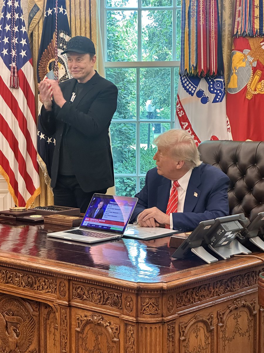 Trump, on DOGE, says the numbers “are substantial, but they’re going to be very much more substantial with time” during an Oval Office press conference that marks Musk’s last day: