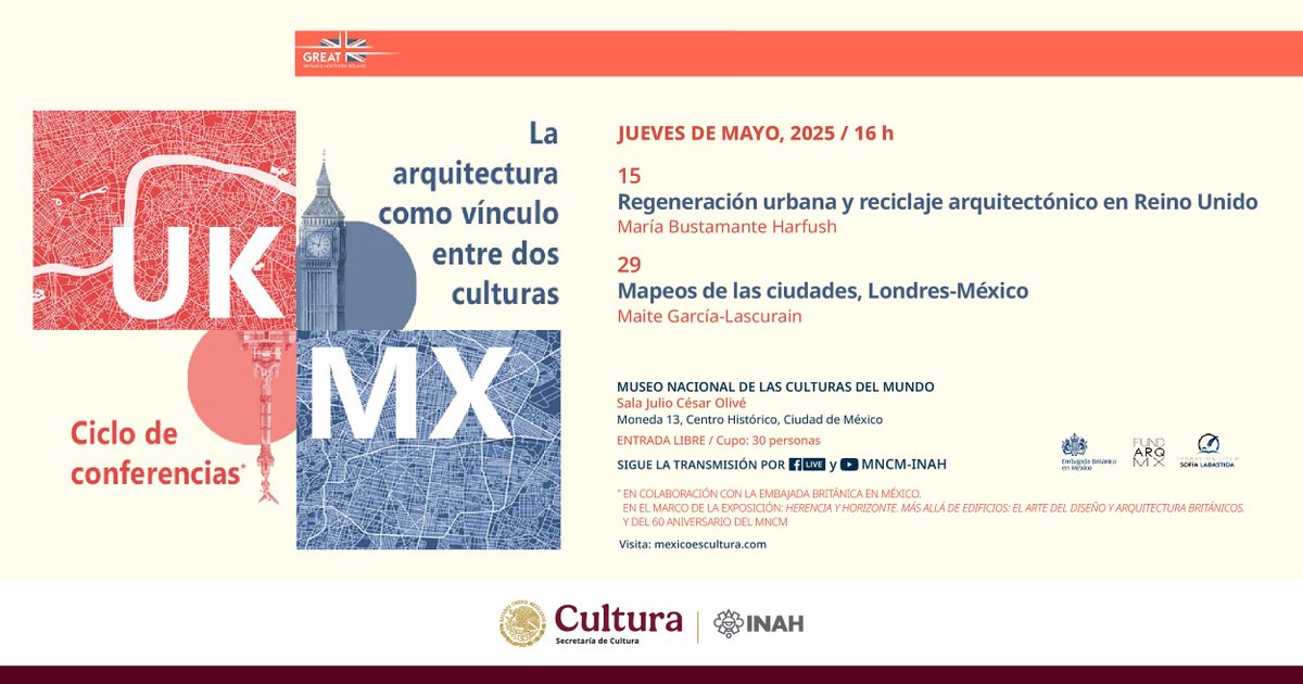 🇬🇧 🇲🇽 ¡Seguimos conociendo de arquitectura! Por si te lo perdiste, esta semana hablamos de Mapeos de las ciudades, Londes - México, con Maite García-Lascurain, quien nos llevó por este interesante recorrido. 

🎥 ¡Disfruta la conferencia en nuestro canal!  youtube.com/live/fLOOhJ8r1…
