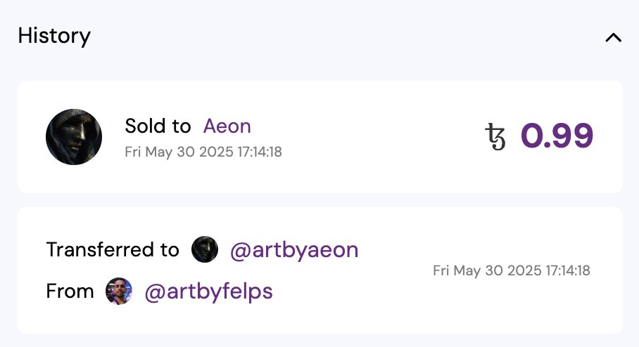You never forget your first art collector! 🤗
Huge thanks for the support, fren! You're my very first collector here on Web3 🫶🏼🫶🏼🫶🏼
<a href="/ArtByAeon/">Aeon</a>