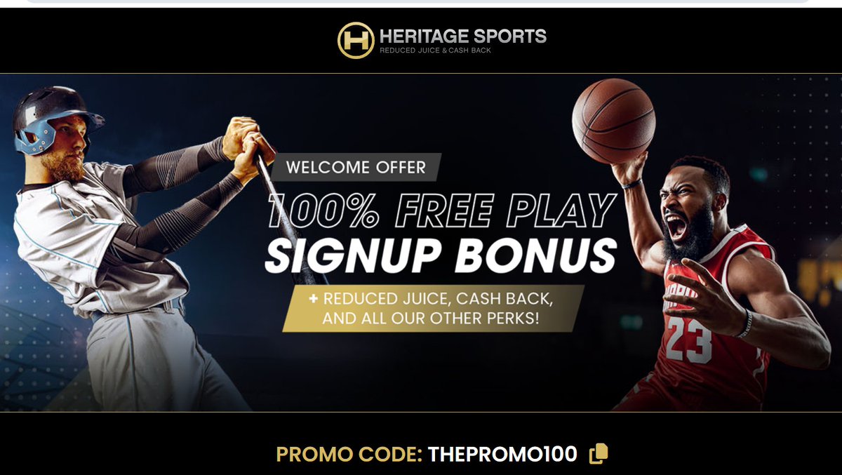 ThePromoBookie's tweet photo. Ready to upgrade your game-day experience?

 Discover competitive odds, live action, and personalized insights at Heritage Sports. 

Sign up today and claim your 100% welcome match bonus! 🔥 Join now 👉https://t.co/AjZn3ez5TL

PROMO CODE: THEPROMO100

https://t.co/AjZn3ez5TL https://t.co/ekJDBlYG0s