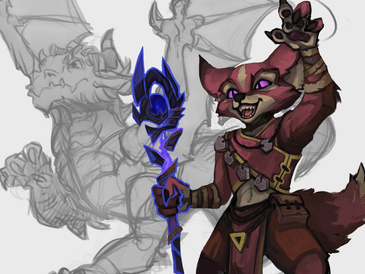 esiaart's tweet image. Wip of dragon and vulpera duo 👀