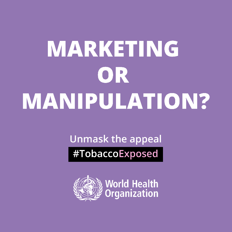 WHO's tweet photo. Tobacco &amp; nicotine industries say their products are for adults.

But take a look:
🍭Candy flavours
🎨Bright colours
🐻Cartoon characters
✨Sleek designs
🧸Toy-like packaging

This is shameless manipulation. They're targeting our kids for profit!
#WorldNoTobaccoDay
