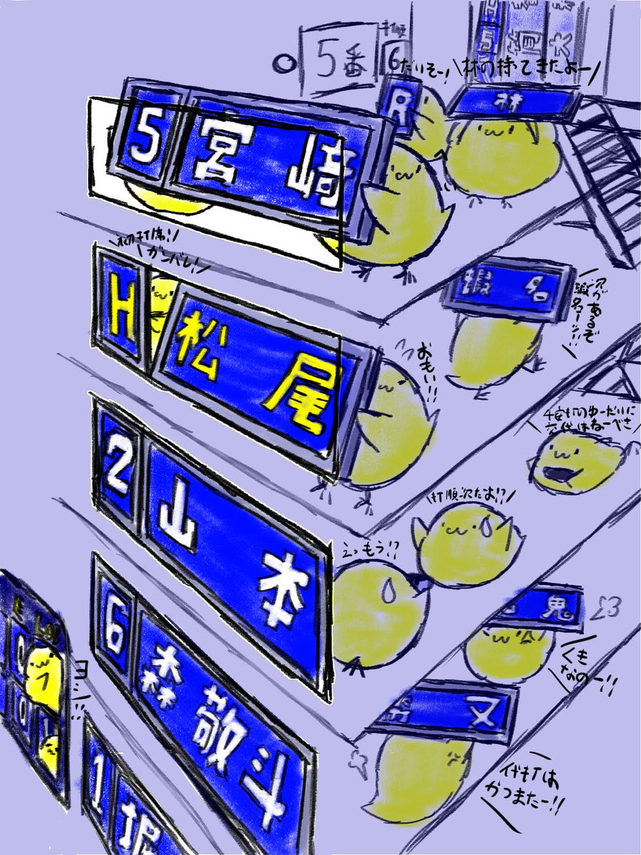 Ltd_ExpLuna's tweet image. ハマスタのスコアボードの中には大量のひよこがいる
という図
