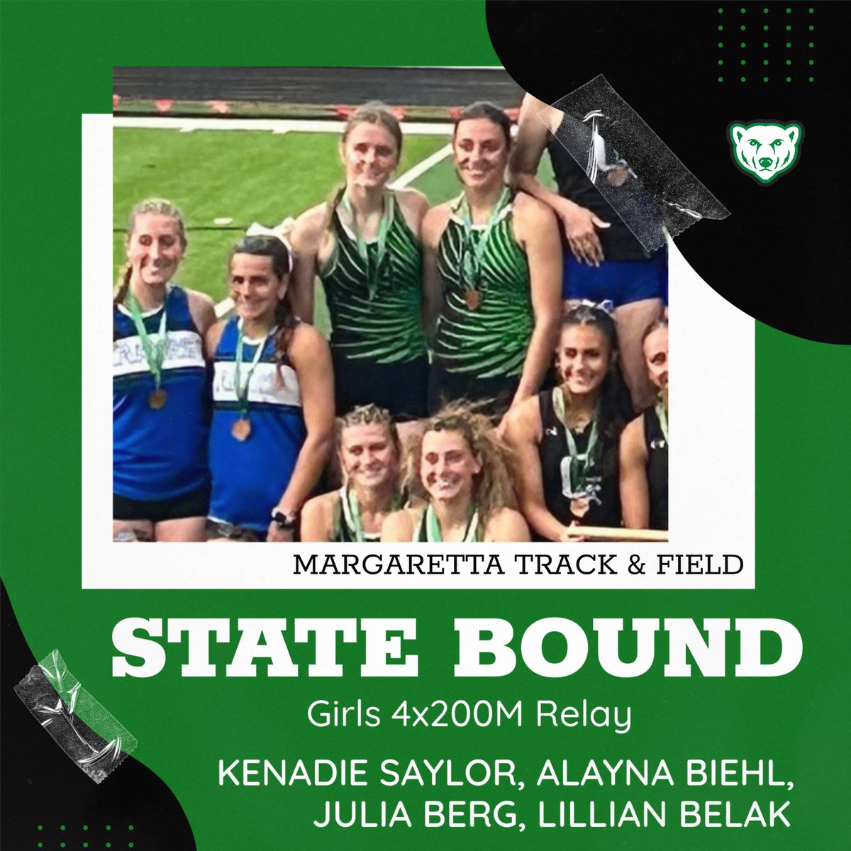 🚨STATE BOUND🚨 
Girls 4x200M Relay Team punched their ticket to the State Track meet next Thursday! Congratulations Girls!