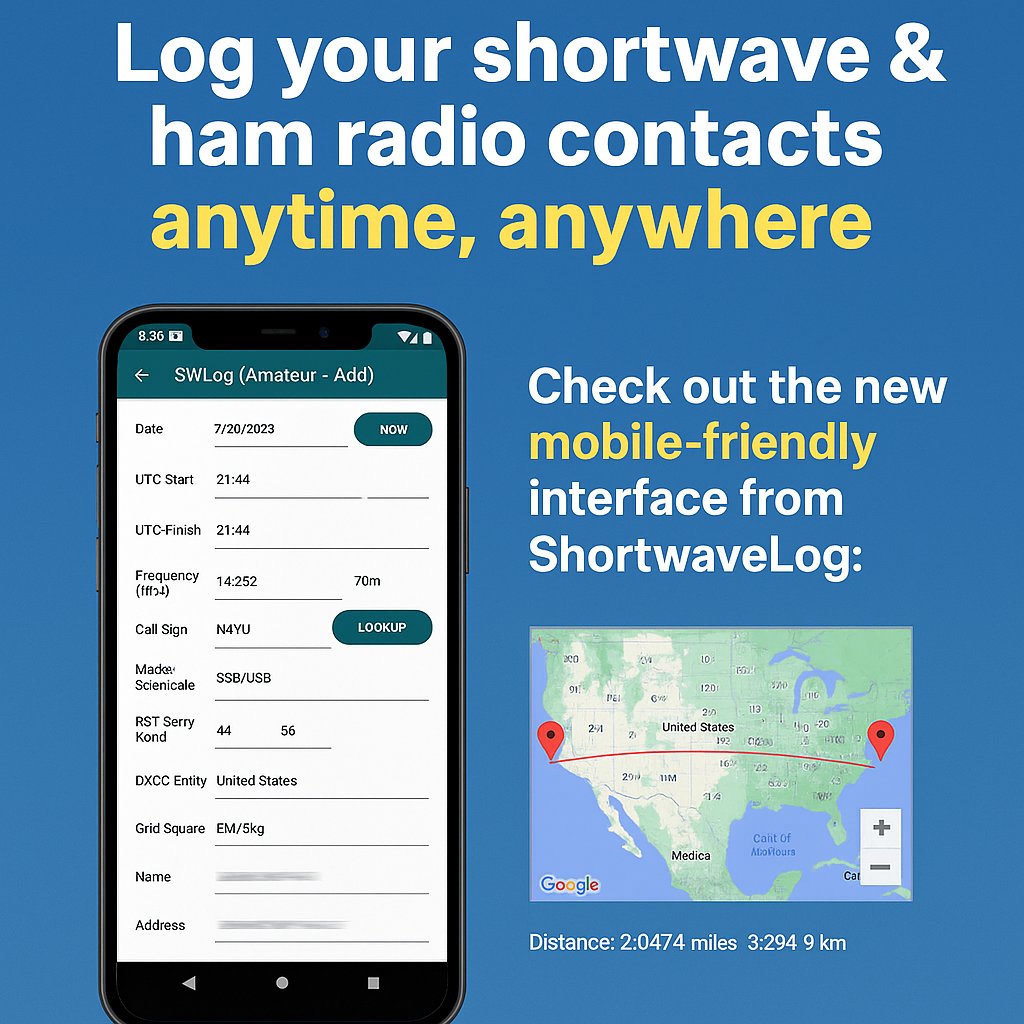 Check out the new mobile-friendly interface from ShortwaveLog:

👉 shortwavelog.com/PhoneTablet

No app needed. Fast, easy, and works on any device.
Perfect for DXing and portable ops! 🚀