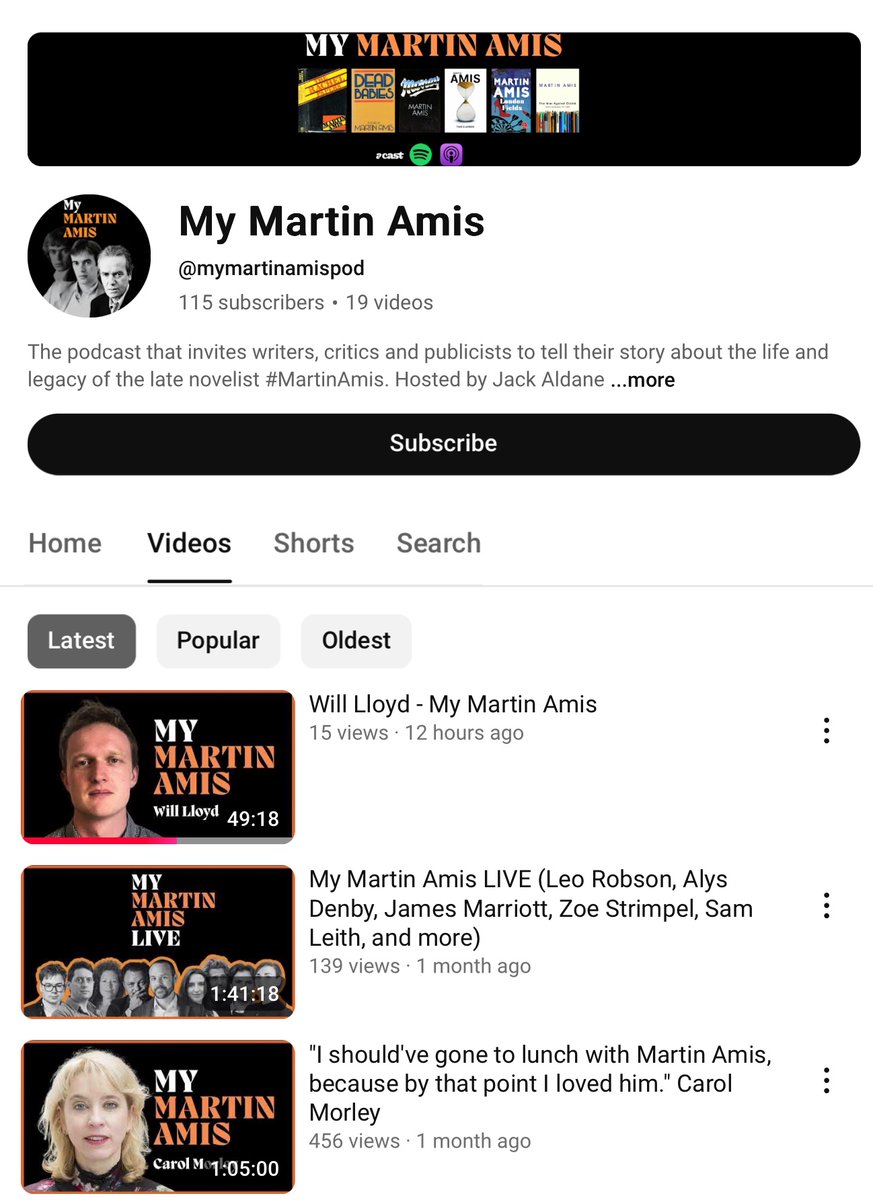 The Lugubriousfustian (@tliterarian) on Twitter photo So there is a podcast about Martin Amis called My Martin Amis in which guests come on and discuss Martin Amis <a href="/mymartinamis/">My Martin Amis</a>
m.youtube.com/@mymartinamisp… So there is a podcast about Martin Amis called My Martin Amis in which guests come on and discuss Martin Amis <a href="/mymartinamis/">My Martin Amis</a>
m.youtube.com/@mymartinamisp…