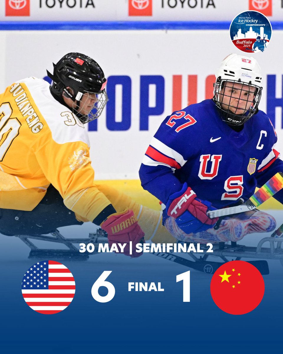 🇺🇸 <a href="/usahockey/">USA Hockey</a> storms past China 6-1 and advances to the gold medal game. 

For the 8th time in A-Pool history, it’s a showdown for gold between USA and Canada — repeating the same final matchup from 2015 in Buffalo! 🥇🏒

History repeats itself on the ice!

#ParaIceHockey