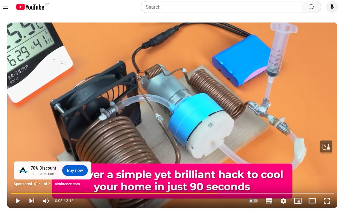 Oh, they just keep coming today on YouTube -- here's a scam ad for an aircon that does not perform as advertised and is just a swamp-cooler in reality: