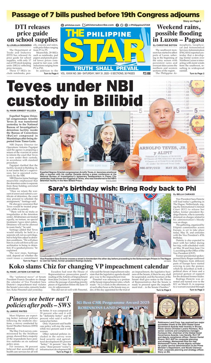 Today's front page, Saturday, May 31, 2025