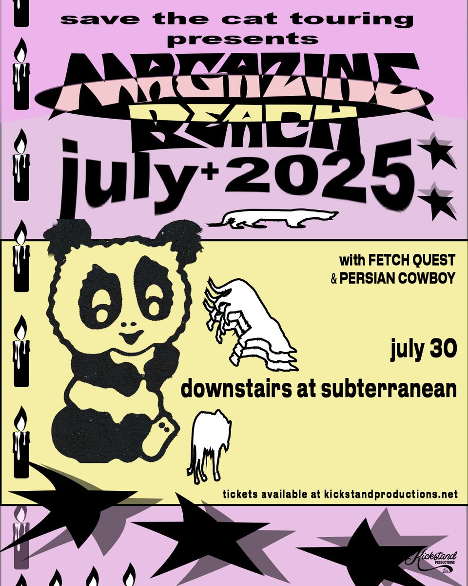 🐼 JUST ANNOUNCED 🐼
<a href="/magazinebeans/">magazine beach</a> with <a href="/FetchQuestChi/">Fetch Quest</a> &amp; Persian Cowboy
📆 WED., JULY 30 at <a href="/subtchicago/">Subterranean</a> Downstairs
🎟 ON SALE NOW
🔗 bit.ly/3SppibD