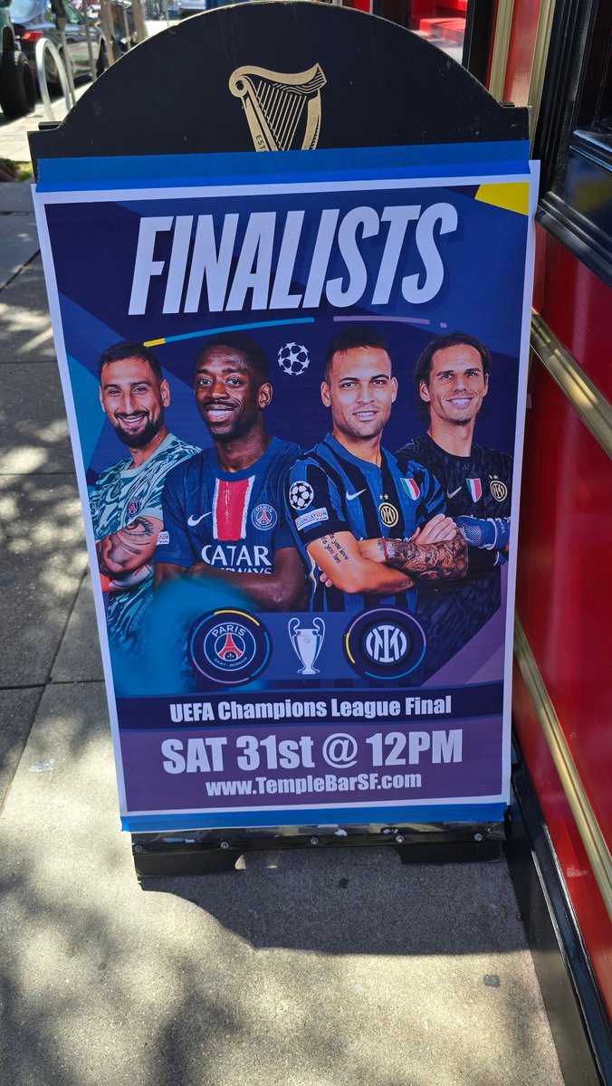 Opening earlier for the #ChampionsLeagueFinal this Saturday here <a href="/templebarsf/">templebarsf</a> doors 11am PST. Bring your own breakfast. We will provide the liquid sustenance.