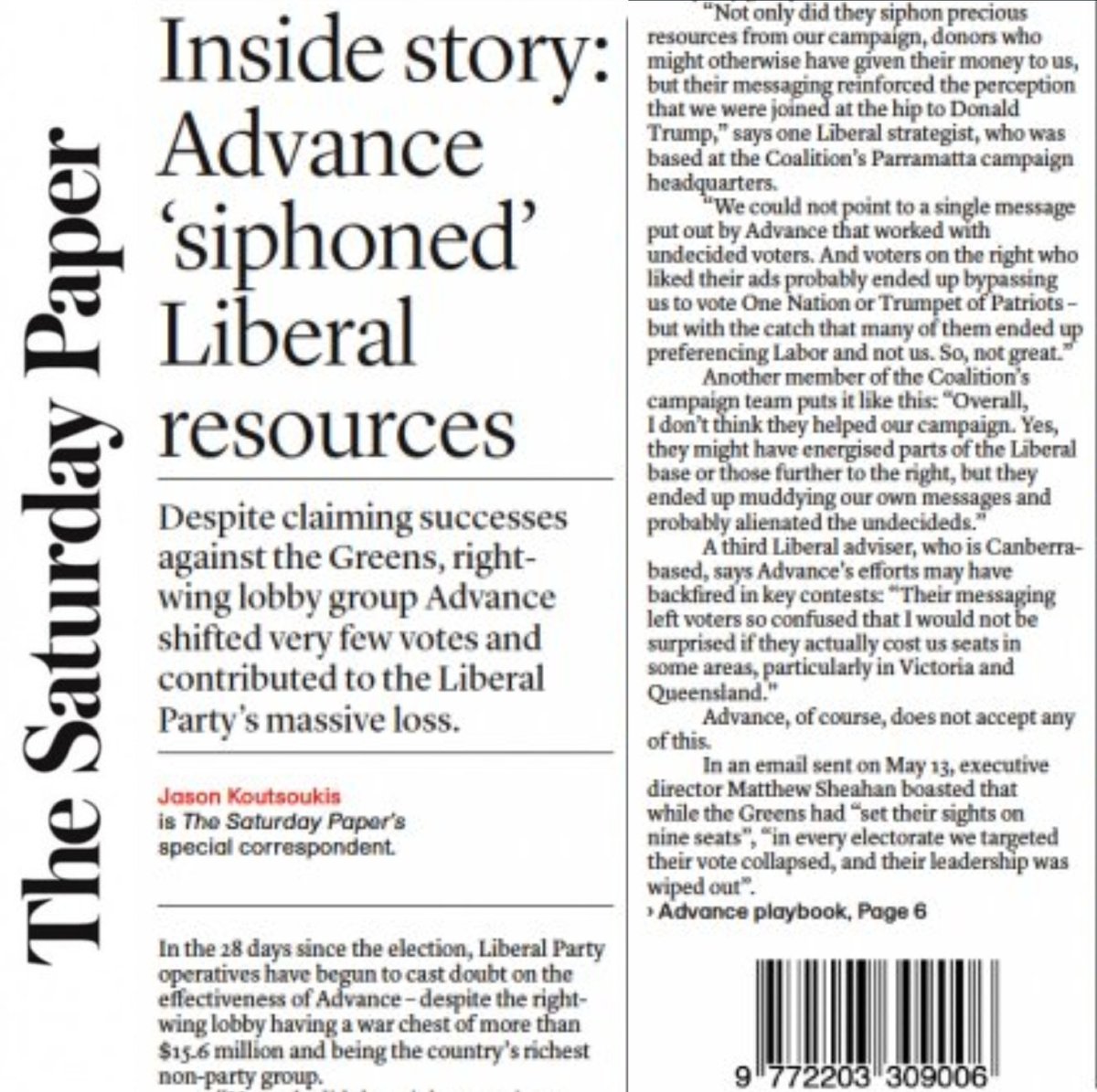 Advance stole donors from the libs, fueled the "Dutton = Trump" problem, and pushed rusted on righties into the arms of Pauline Hanson.

Yes, they helped smash the Greens. Pity about those 94 Labor seats ... 😏
#Auspol2025