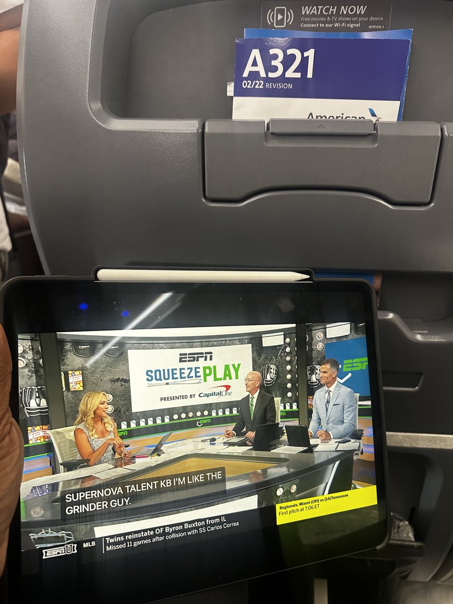 Eduardo Perez (@perezed) on Twitter photo About to take off from #Miami to #LosAngeles. Six hour flight, six hours of regionals on #squeezeplay on #ESPN with my three pals! #BestFlightEver #roadtoomaha <a href="/KrisBudden/">Kris Budden</a> <a href="/ChrisBurke02/">Chris Burke</a>
<a href="/Mike_Rooney/">Mike Rooney</a> About to take off from #Miami to #LosAngeles. Six hour flight, six hours of regionals on #squeezeplay on #ESPN with my three pals! #BestFlightEver #roadtoomaha <a href="/KrisBudden/">Kris Budden</a> <a href="/ChrisBurke02/">Chris Burke</a>
<a href="/Mike_Rooney/">Mike Rooney</a>