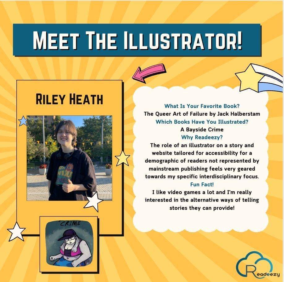 readeezy's tweet photo. Meet Riley Heath! 
 
RIley illustrated "A Bayside Crime!" It is a story about a mystery that disrupts Bayside Camp, a place devoted to protecting nature and promoting kindness. 
 
"A Bayside Crime" will be out soon.

#literacy #readers #diversity #specialeducation #books https://t.co/dyKTijPpzd
