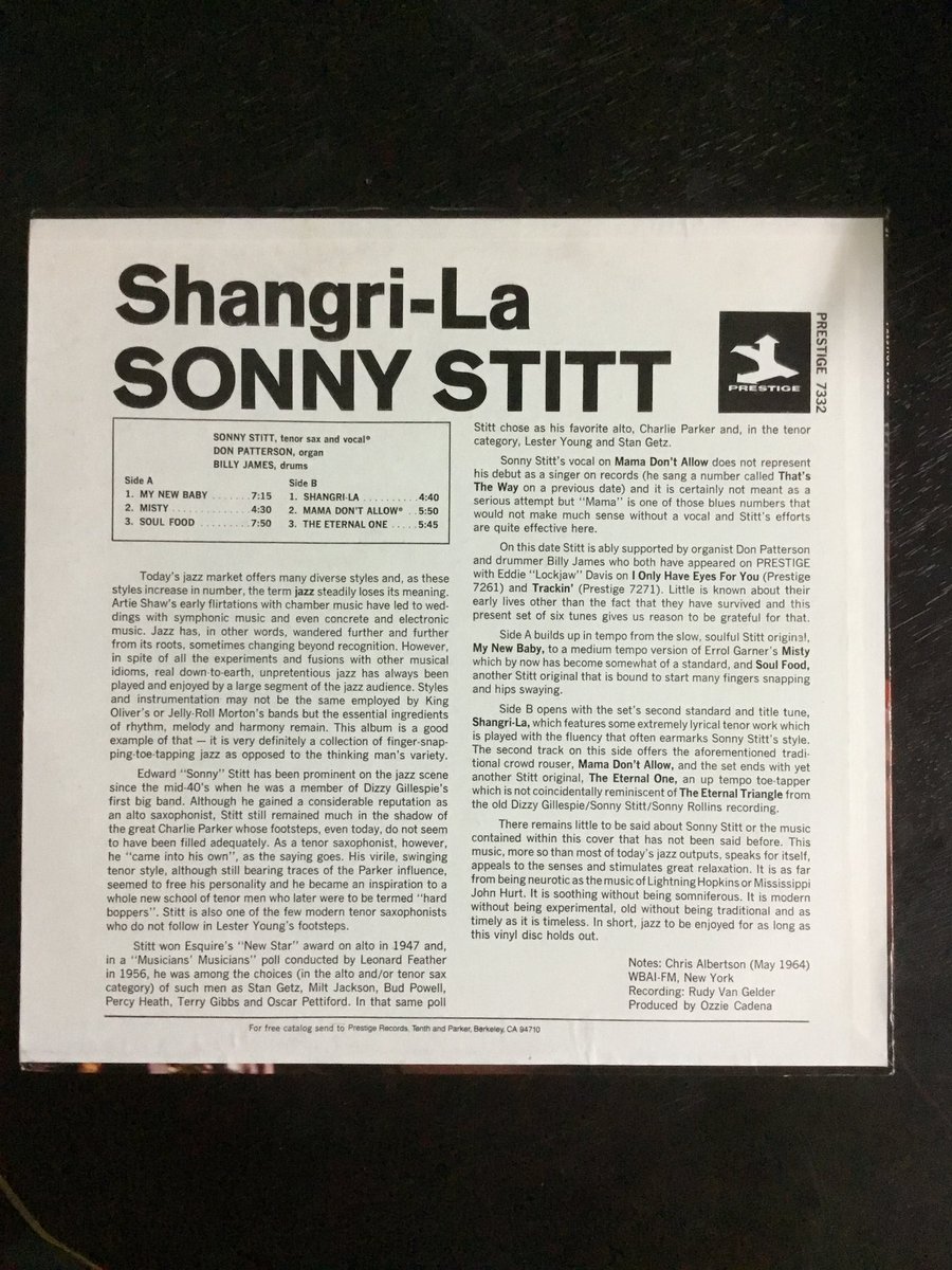 おはよう御座います、北海道と東京の温度差にはびっくり😳今日のモーニングハモンドは、Saxの　#SonnyStitt とOrganの　#DonPattersonの『Shangri-La』　Sax➕Organ➕Ds #BillyJemes のお馴染みのTrio。MediumtempoのMisty ,Stittの歌が聴けるMama Don’t〜等、快演、😊　#かっこいいハモンドオルガン