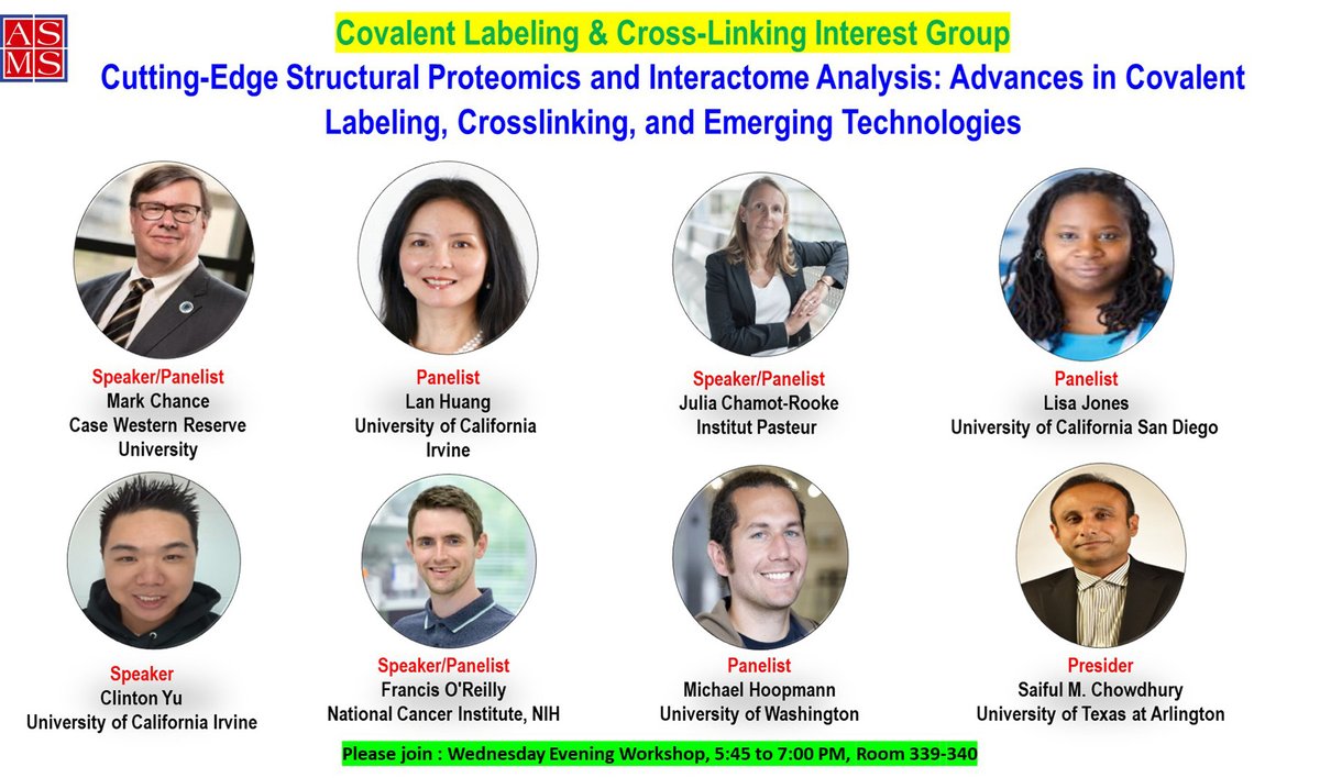 Join us for an evening workshop at ASMS, hosted by the Covalent Labeling &amp; Cross-linking Interest Group. Featuring experts in crosslinking, covalent labeling, and structural proteomics, with in-depth discussion and audience Q&amp;A.
#ASMS2025