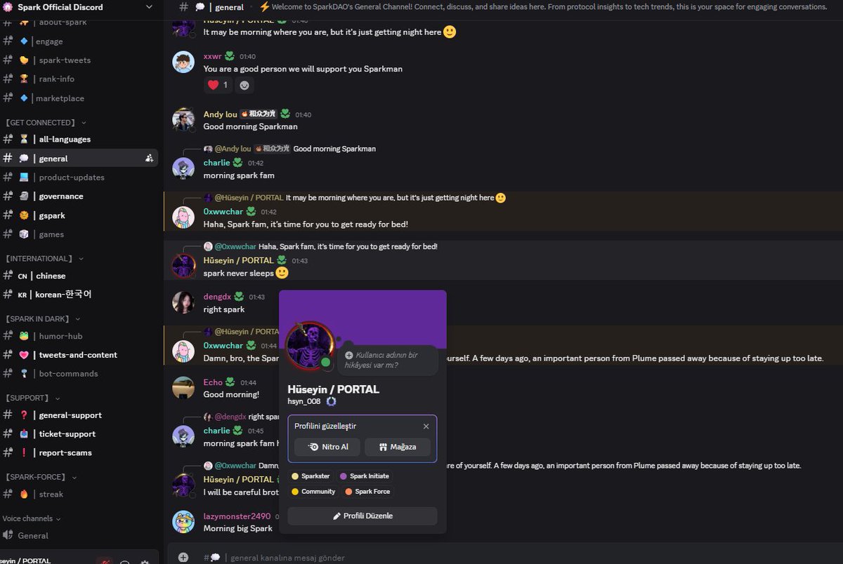Haven’t joined the Spark Discord yet? You’re seriously missing out!
It’s a fun, active community — day and night, there's always something going on.
🎭 If you love memes, check out #humor-hub for daily laughs.
📢 I also share my content in #tweets-and-content to earn roles and