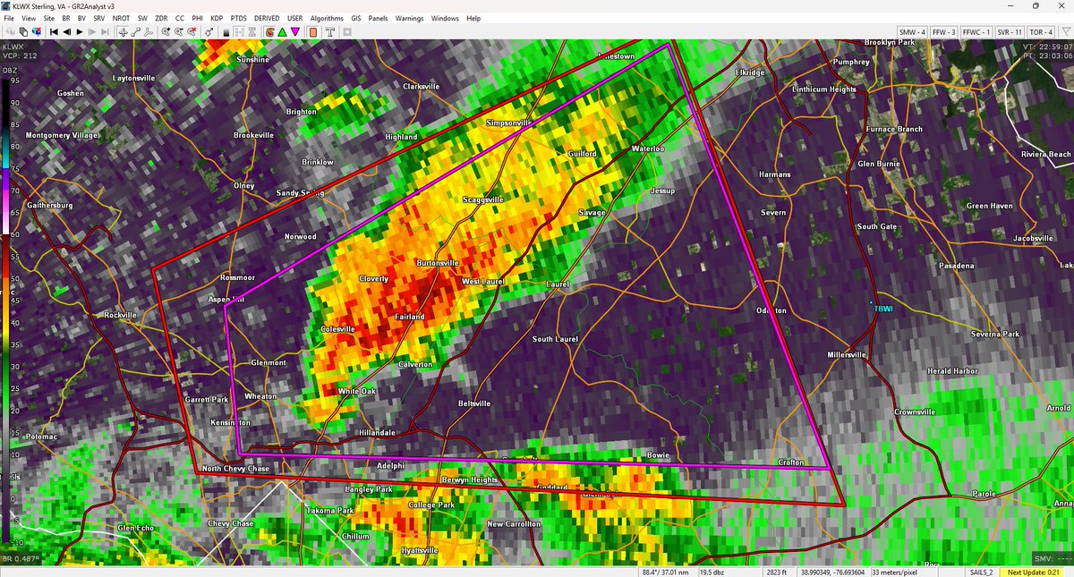 TORNADO WARNING now in effect for the southern Baltimore and northern DC metros! Those in the areas near White Oak, and Laurel, MD need to take shelter NOW!