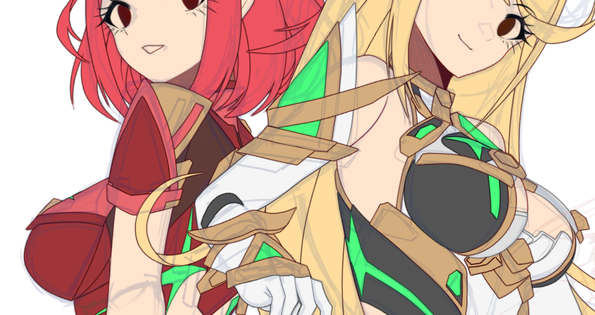 ヒカリ(ゼノブレイド2) ,ホムラ(ゼノブレイド2) 「wip」|🅶🅸🅶🅸🛠🐇SAKURACON AA2133のイラスト