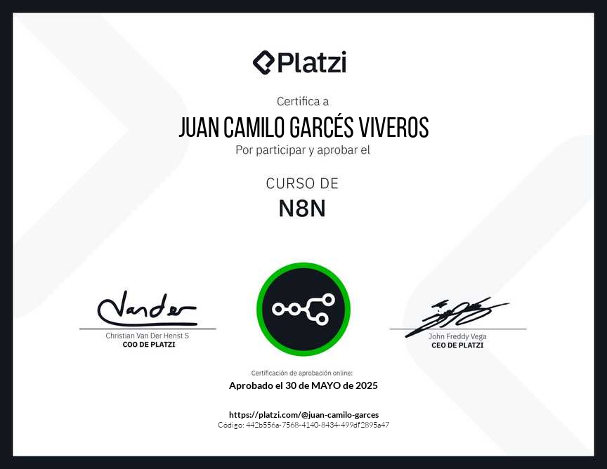 Camilo_GarcesV's tweet photo. @platzi @n8n_io ✅ https://t.co/xsfC1SG0PH