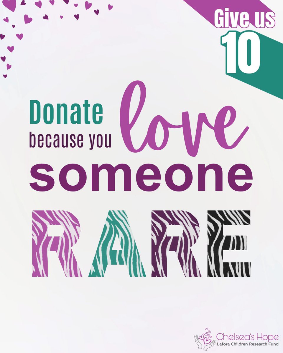 #GiveUs10 - the ninth reason to donate to the safety study is because you love someone with a #RareDisease. 

Not just if you love someone with Lafora!

Please donate $10 to help us save 10 children: givebutter.com/LaforaSafetySt… 🔗