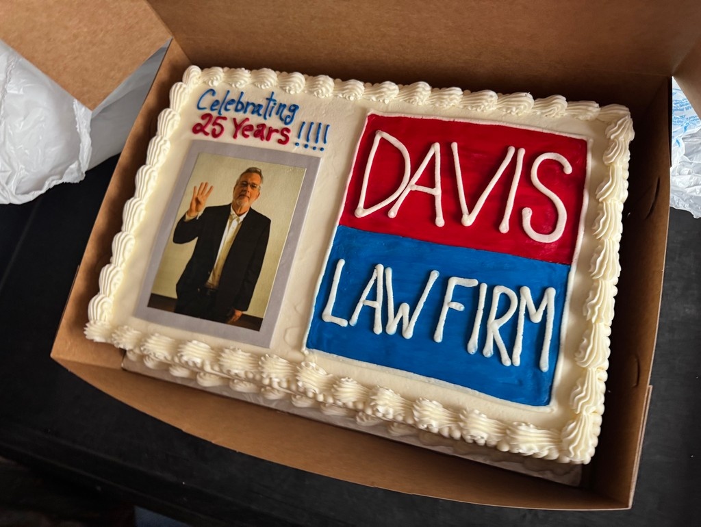 Celebrating 25 incredible years of dedication, leadership, and impact with Attorney Brian at Davis Law Firm. Thank you 4 your unwavering commitment and for being a true pillar of our team.

#DLFamily #DavisLawFirm