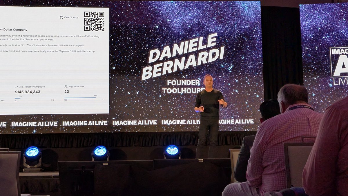 Loved hearing from <a href="/ToolhouseAI/">Toolhouse</a> co-founder Daniele Bernardi here during <a href="/ImagineAILive/">IMAGINE AI LIVE</a> . Continuous growth and scaling solutions for developers.
