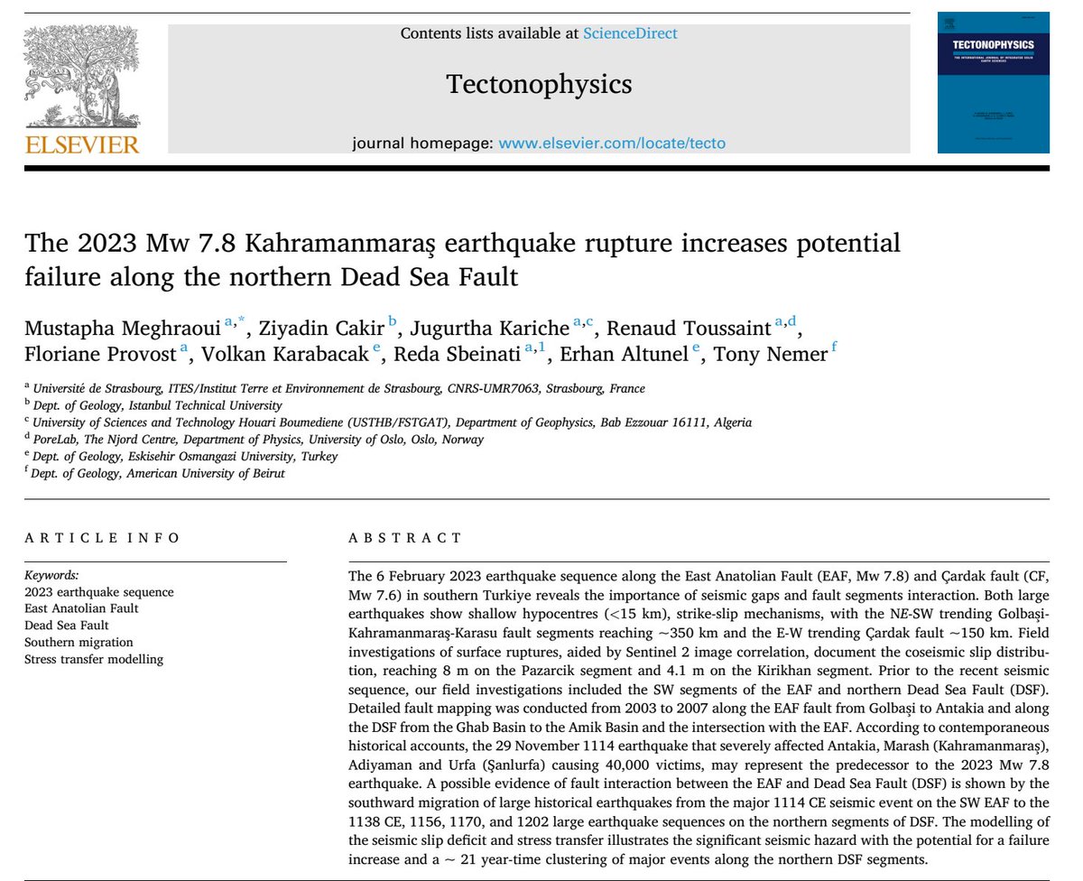 🔔📢 Publication Announcement: Full paper Now Available
 I am pleased to share that our article, published in Tectonophysics, is now available in open access.
 You can access the full text at the following link: 👉 
doi.org/10.1016/j.tect…