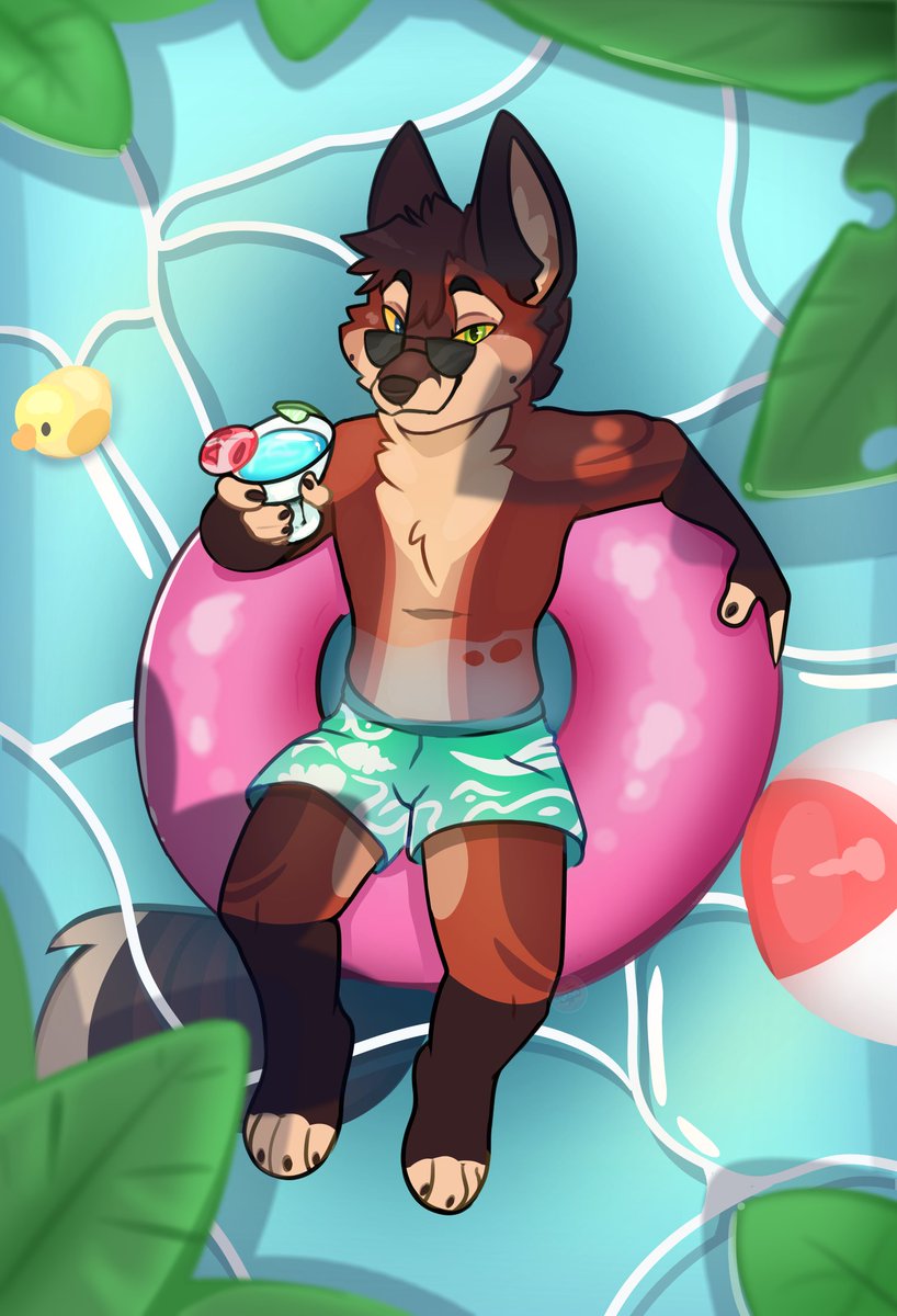 Poolside chilling! Commission for k9fritz on discord!