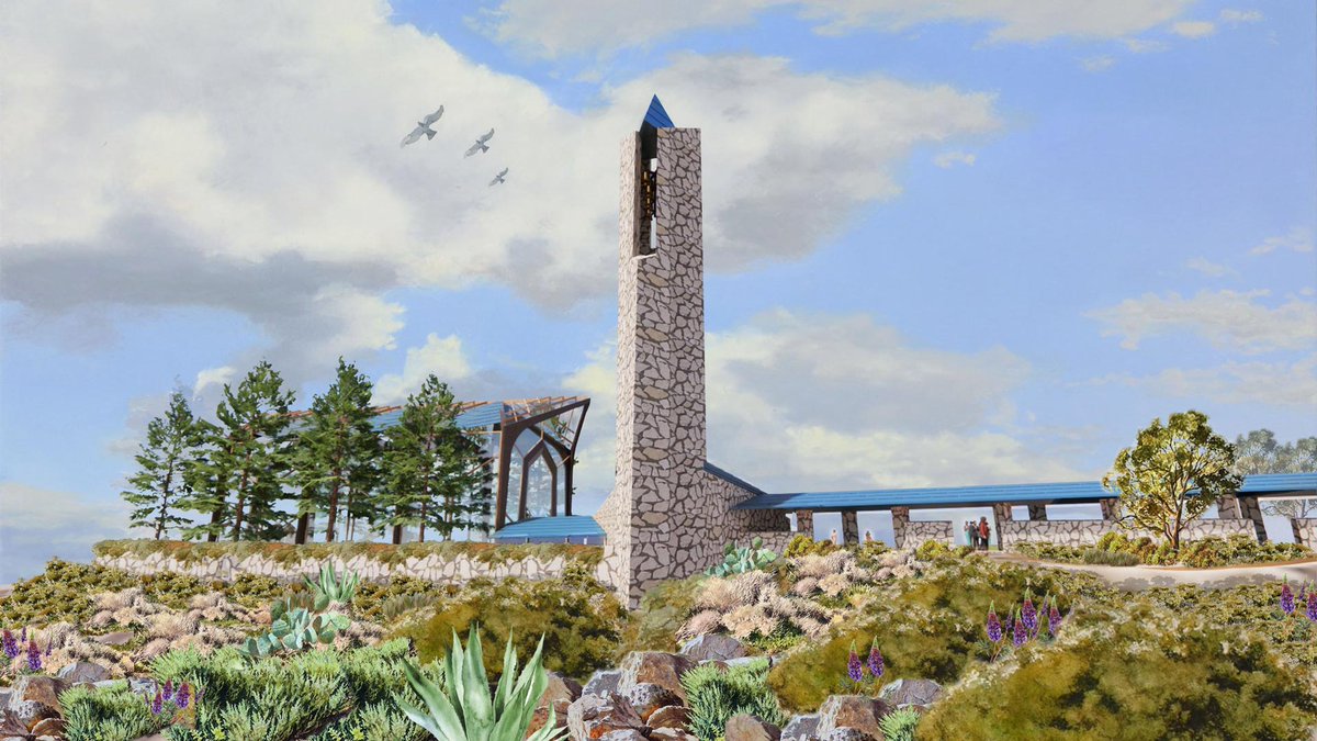ChapelWayfarers's tweet image. These artistic renderings show the National Historic Landmark rebuilt on the new Battery Barnes site, on the Alta Vicente hilltop above Point Vicente Lighthouse and the Golden Cove shopping center.

#wayfarerschapel #lloydwright #rebuildingthewrightlegacy #RanchoPalosVerdes