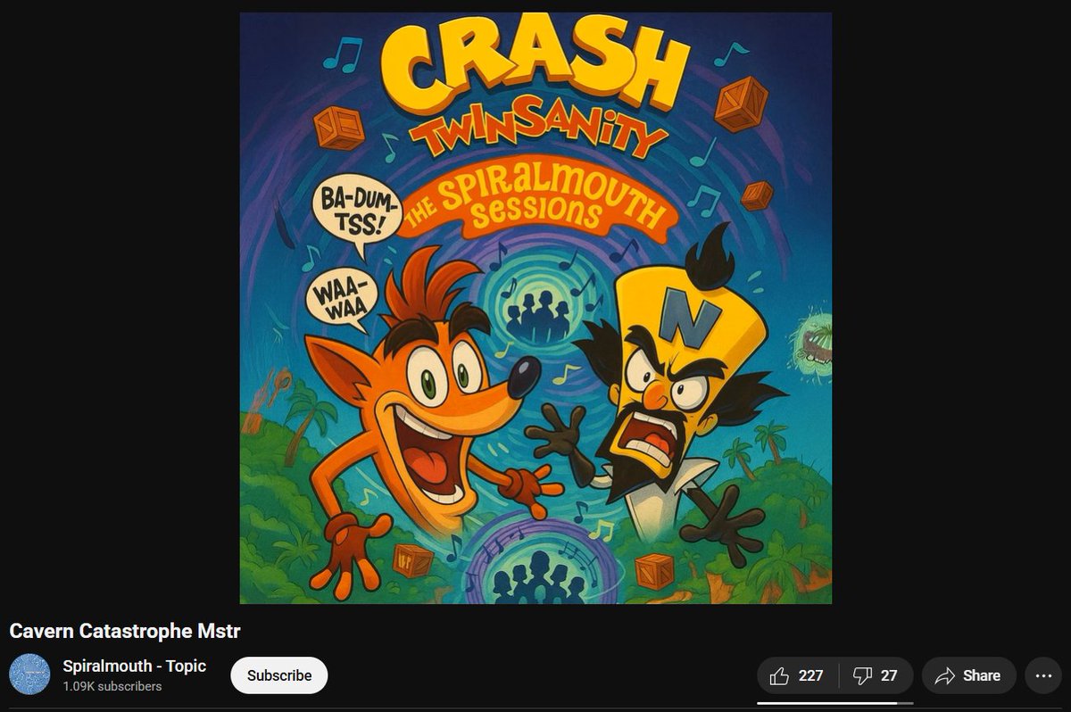 Listening to Crash Twinsanity's track masters while shaking my head so everyone knows I oppose the use of AI imagery