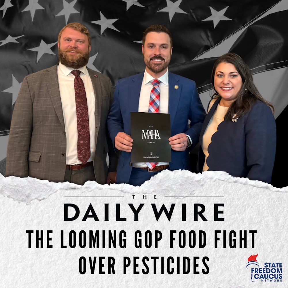 State Freedom Caucus Network (@sfc_network) on Twitter photo 🚨🚨ICYMI: several State Freedom Caucus members joined <a href="/SecKennedy/">Secretary Kennedy</a>’s #MAHA event last week.
These lawmakers are leading the charge in their own states to fight the pesticide industry’s cozy relationship with government. <a href="/stephen_frank/">Stephen Frank</a> <a href="/BlakeMiguezLA/">Blake Miguez</a> @WyoRepHD50 🚨🚨ICYMI: several State Freedom Caucus members joined <a href="/SecKennedy/">Secretary Kennedy</a>’s #MAHA event last week.
These lawmakers are leading the charge in their own states to fight the pesticide industry’s cozy relationship with government. <a href="/stephen_frank/">Stephen Frank</a> <a href="/BlakeMiguezLA/">Blake Miguez</a> @WyoRepHD50